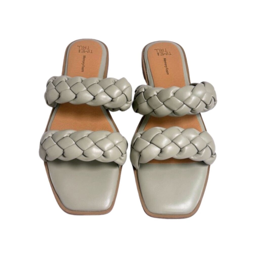 Time And Tru Braided Memory Foam Woven Slide Sandals Gray 9